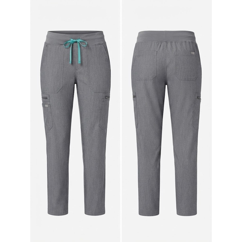 FIGS Scrub Pants Women Large Tall Gray Livingston Cargo Yoga Waist W18SW2005T
